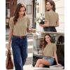 image:imageLUXVEER Womens Dressy Casual Blouses Puff Short Sleeve Lace Pleated Tops Business Work Shirts 2026 Trendy Summer T ShirtKhaki
