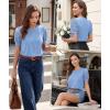 image:imageLUXVEER Womens Dressy Casual Blouses Puff Short Sleeve Lace Pleated Tops Business Work Shirts 2026 Trendy Summer T ShirtLight Blue