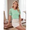 image:imageLUXVEER Womens Dressy Casual Blouses Puff Short Sleeve Lace Pleated Tops Business Work Shirts 2026 Trendy Summer T ShirtLight Green
