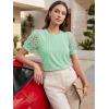 image:imageLUXVEER Womens Dressy Casual Blouses Puff Short Sleeve Lace Pleated Tops Business Work Shirts 2026 Trendy Summer T ShirtLight Green