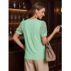 image:imageLUXVEER Womens Dressy Casual Blouses Puff Short Sleeve Lace Pleated Tops Business Work Shirts 2026 Trendy Summer T ShirtLight Green