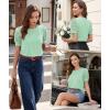 image:imageLUXVEER Womens Dressy Casual Blouses Puff Short Sleeve Lace Pleated Tops Business Work Shirts 2026 Trendy Summer T ShirtLight Green