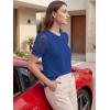 image:imageLUXVEER Womens Dressy Casual Blouses Puff Short Sleeve Lace Pleated Tops Business Work Shirts 2026 Trendy Summer T ShirtRoyal Blue
