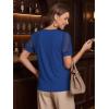 image:imageLUXVEER Womens Dressy Casual Blouses Puff Short Sleeve Lace Pleated Tops Business Work Shirts 2026 Trendy Summer T ShirtRoyal Blue