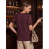 image:imageLUXVEER Womens Dressy Casual Blouses Puff Short Sleeve Lace Pleated Tops Business Work Shirts 2026 Trendy Summer T ShirtWine Red