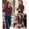 image:imageLUXVEER Womens Dressy Casual Blouses Puff Short Sleeve Lace Pleated Tops Business Work Shirts 2026 Trendy Summer T ShirtWine Red