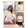 image:imageLUXVEER Womens Eyelet Tops Puff Short Sleeve Blouses Dressy Casual Cute Hollow Out Crochet Lace Embroidered Summer ShirtsBeige