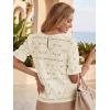 image:imageLUXVEER Womens Eyelet Tops Puff Short Sleeve Blouses Dressy Casual Cute Hollow Out Crochet Lace Embroidered Summer ShirtsBeige