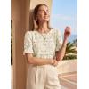 image:imageLUXVEER Womens Eyelet Tops Puff Short Sleeve Blouses Dressy Casual Cute Hollow Out Crochet Lace Embroidered Summer ShirtsBeige