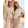 image:imageLUXVEER Womens Eyelet Tops Puff Short Sleeve Blouses Dressy Casual Cute Hollow Out Crochet Lace Embroidered Summer ShirtsBeige