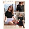 image:imageLUXVEER Womens Eyelet Tops Puff Short Sleeve Blouses Dressy Casual Cute Hollow Out Crochet Lace Embroidered Summer ShirtsBlack