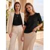 image:imageLUXVEER Womens Eyelet Tops Puff Short Sleeve Blouses Dressy Casual Cute Hollow Out Crochet Lace Embroidered Summer ShirtsBlack