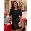 image:imageLUXVEER Womens Eyelet Tops Puff Short Sleeve Blouses Dressy Casual Cute Hollow Out Crochet Lace Embroidered Summer ShirtsBlack