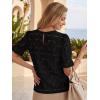 image:imageLUXVEER Womens Eyelet Tops Puff Short Sleeve Blouses Dressy Casual Cute Hollow Out Crochet Lace Embroidered Summer ShirtsBlack