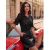 image:imageLUXVEER Womens Eyelet Tops Puff Short Sleeve Blouses Dressy Casual Cute Hollow Out Crochet Lace Embroidered Summer ShirtsBlack