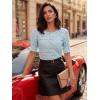 image:imageLUXVEER Womens Eyelet Tops Puff Short Sleeve Blouses Dressy Casual Cute Hollow Out Crochet Lace Embroidered Summer ShirtsBlue