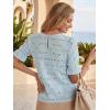 image:imageLUXVEER Womens Eyelet Tops Puff Short Sleeve Blouses Dressy Casual Cute Hollow Out Crochet Lace Embroidered Summer ShirtsBlue