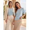 image:imageLUXVEER Womens Eyelet Tops Puff Short Sleeve Blouses Dressy Casual Cute Hollow Out Crochet Lace Embroidered Summer ShirtsBlue