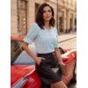 image:imageLUXVEER Womens Eyelet Tops Puff Short Sleeve Blouses Dressy Casual Cute Hollow Out Crochet Lace Embroidered Summer ShirtsBlue