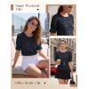 image:imageLUXVEER Womens Eyelet Tops Puff Short Sleeve Blouses Dressy Casual Cute Hollow Out Crochet Lace Embroidered Summer ShirtsDeep Blue