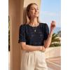 image:imageLUXVEER Womens Eyelet Tops Puff Short Sleeve Blouses Dressy Casual Cute Hollow Out Crochet Lace Embroidered Summer ShirtsDeep Blue