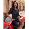 image:imageLUXVEER Womens Eyelet Tops Puff Short Sleeve Blouses Dressy Casual Cute Hollow Out Crochet Lace Embroidered Summer ShirtsDeep Blue