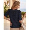 image:imageLUXVEER Womens Eyelet Tops Puff Short Sleeve Blouses Dressy Casual Cute Hollow Out Crochet Lace Embroidered Summer ShirtsDeep Blue