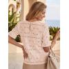 image:imageLUXVEER Womens Eyelet Tops Puff Short Sleeve Blouses Dressy Casual Cute Hollow Out Crochet Lace Embroidered Summer ShirtsPink