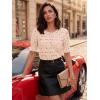 image:imageLUXVEER Womens Eyelet Tops Puff Short Sleeve Blouses Dressy Casual Cute Hollow Out Crochet Lace Embroidered Summer ShirtsPink