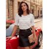 image:imageLUXVEER Womens Eyelet Tops Puff Short Sleeve Blouses Dressy Casual Cute Hollow Out Crochet Lace Embroidered Summer ShirtsWhite
