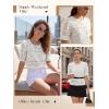 image:imageLUXVEER Womens Eyelet Tops Puff Short Sleeve Blouses Dressy Casual Cute Hollow Out Crochet Lace Embroidered Summer ShirtsWhite