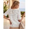 image:imageLUXVEER Womens Eyelet Tops Puff Short Sleeve Blouses Dressy Casual Cute Hollow Out Crochet Lace Embroidered Summer ShirtsWhite