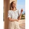 image:imageLUXVEER Womens Eyelet Tops Puff Short Sleeve Blouses Dressy Casual Cute Hollow Out Crochet Lace Embroidered Summer ShirtsWhite