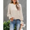 image:imageLUXVEER Womens Long Sleeve Textured Lace Floral Shirts Dressy Casual Blouses 2026 Trendy Fall Work TopsBeige