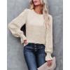 image:imageLUXVEER Womens Long Sleeve Textured Lace Floral Shirts Dressy Casual Blouses 2026 Trendy Fall Work TopsBeige