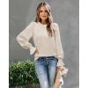 image:imageLUXVEER Womens Long Sleeve Textured Lace Floral Shirts Dressy Casual Blouses 2026 Trendy Fall Work TopsBeige