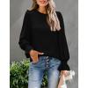 image:imageLUXVEER Womens Long Sleeve Textured Lace Floral Shirts Dressy Casual Blouses 2026 Trendy Fall Work TopsBlack