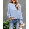 image:imageLUXVEER Womens Long Sleeve Textured Lace Floral Shirts Dressy Casual Blouses 2026 Trendy Fall Work TopsLight Blue