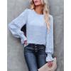 image:imageLUXVEER Womens Long Sleeve Textured Lace Floral Shirts Dressy Casual Blouses 2026 Trendy Fall Work TopsLight Blue