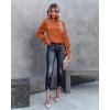 image:imageLUXVEER Womens Long Sleeve Textured Lace Floral Shirts Dressy Casual Blouses 2026 Trendy Fall Work TopsRust