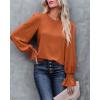 image:imageLUXVEER Womens Long Sleeve Textured Lace Floral Shirts Dressy Casual Blouses 2026 Trendy Fall Work TopsRust