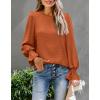 image:imageLUXVEER Womens Long Sleeve Textured Lace Floral Shirts Dressy Casual Blouses 2026 Trendy Fall Work TopsRust