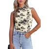 image:imageLUXVEER Womens Mesh Floral Tank Tops Sleeveless Mock Neck Sexy Going Out Shirts 2025 Trendy Summer Casual OutfitsFloral Black
