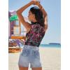 image:imageLUXVEER Womens Mesh Floral Tank Tops Sleeveless Mock Neck Sexy Going Out Shirts 2025 Trendy Summer Casual OutfitsFloral Red