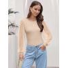 image:imageLUXVEER Womens Mesh Long Sleeve Shirts 2025 Fall Ribbed Knit Fitted Tops Business Dressy Casual Work BlousesBeige Polka Dot