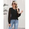image:imageLUXVEER Womens Mesh Long Sleeve Shirts 2025 Fall Ribbed Knit Fitted Tops Business Dressy Casual Work BlousesBlack