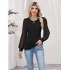 image:imageLUXVEER Womens Mesh Long Sleeve Shirts 2025 Fall Ribbed Knit Fitted Tops Business Dressy Casual Work BlousesBlack