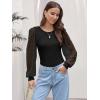 image:imageLUXVEER Womens Mesh Long Sleeve Shirts 2025 Fall Ribbed Knit Fitted Tops Business Dressy Casual Work BlousesBlack Polka Dot