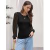 image:imageLUXVEER Womens Mesh Long Sleeve Shirts 2025 Fall Ribbed Knit Fitted Tops Business Dressy Casual Work BlousesBlack Polka Dot