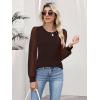 image:imageLUXVEER Womens Mesh Long Sleeve Shirts 2025 Fall Ribbed Knit Fitted Tops Business Dressy Casual Work BlousesBrown